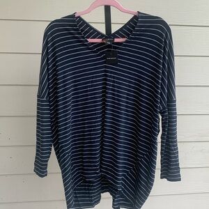 NEW club Monaco rylena blue strip blouse long sleeve top small